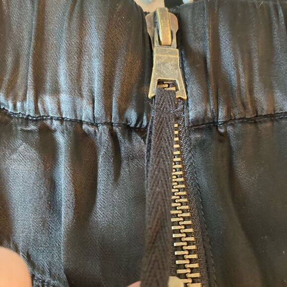 NWT Anthropologie Marrakech black satin front zip flowing pants runs big - Picture 4 of 11